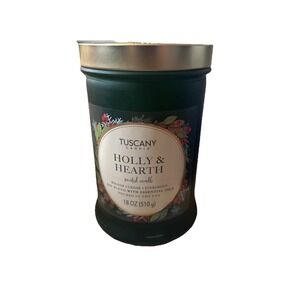 New Tuscany Scented Soy Candle with Essential Oils Holly & Hearth 18oz Christmas
